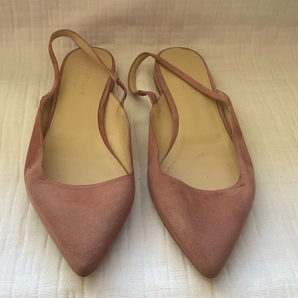 EVERLANE Made In Italy Pointed Slingback Flats in Dusty Rose - Picture 2 of 8
